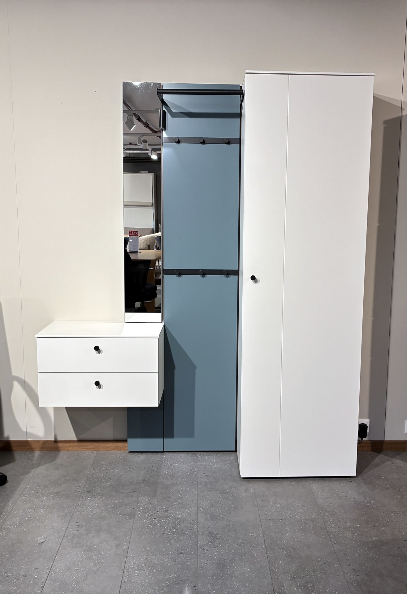 Sudbrock Garderobe SINA in Lack weiß+taubenblau