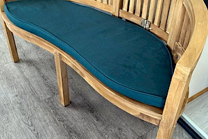 Gartenbank Bananenbank Teak massiv mit Polster