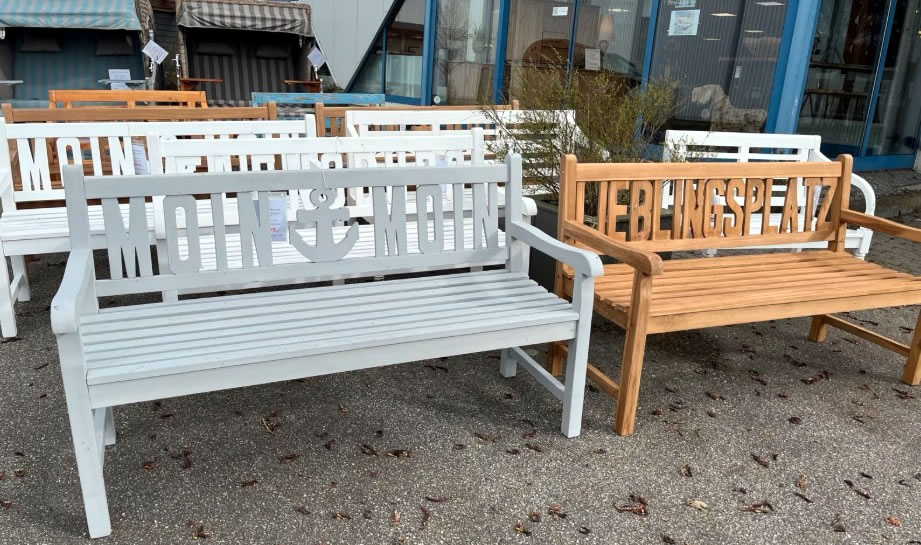 AKTION Gartenbänke GARTENBANK mit Schriftzug TEAK