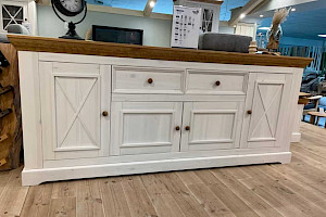Sideboard Anrichte Kommode Kiefer massiv weiß/gela