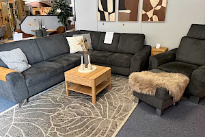 Wohnlandschaft Eckgarnitur Sofa mit Sessel anthraz
